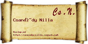 Csanády Nilla névjegykártya